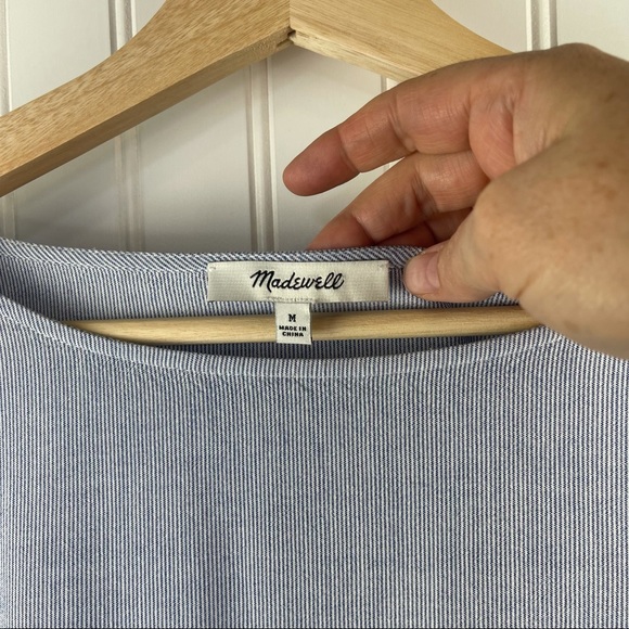 Madewell Striped Laced-Sleeve T-Shirt Style Dress Blue Size Medium - Picture 6 of 14